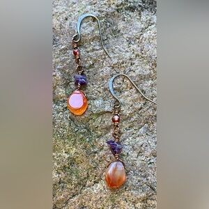 Handcrafted Carnelian and Amethyst Earrings